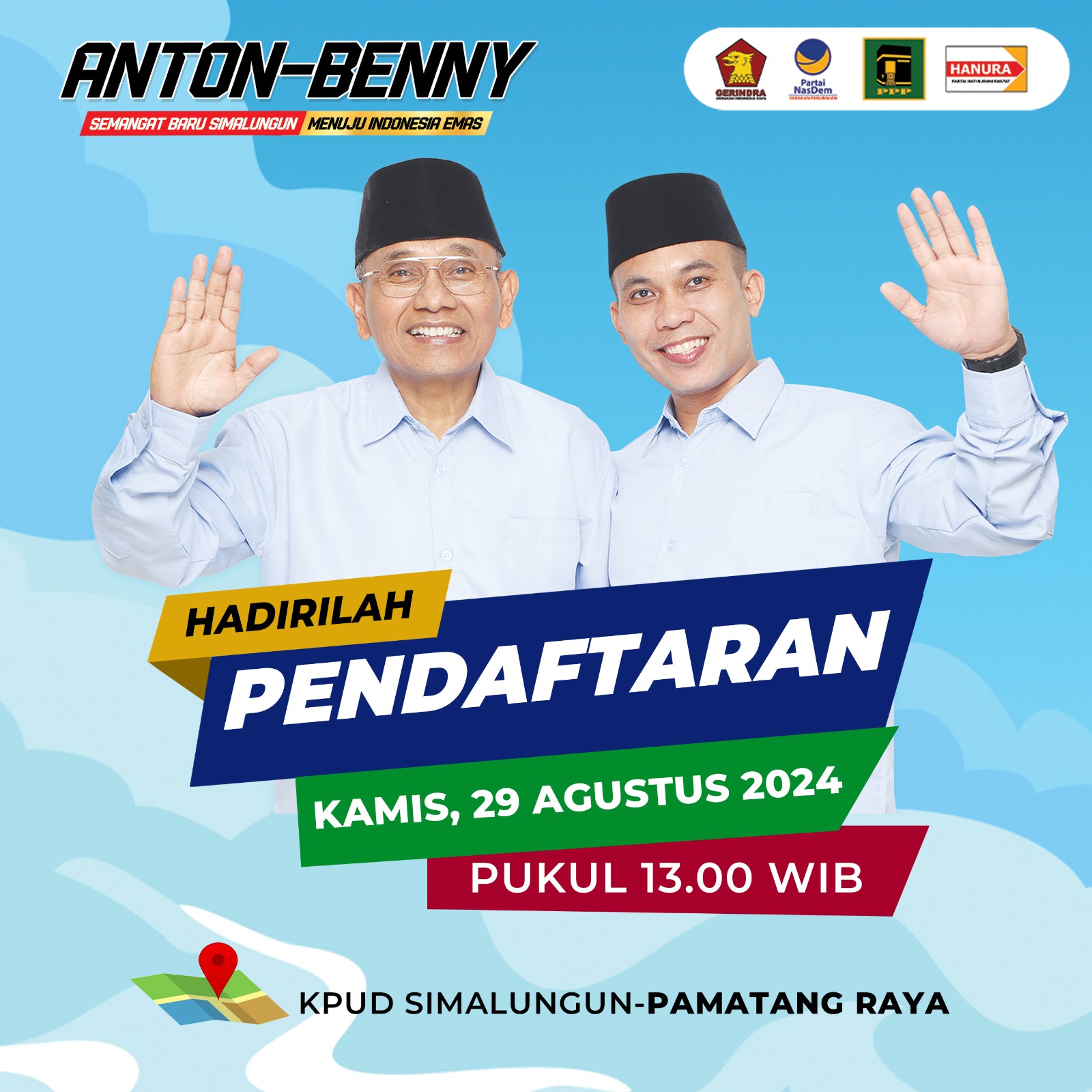 Daftar ke KPU, Anton-Benny Mohon Doa dan Dukungan Masyarakat Simalungun